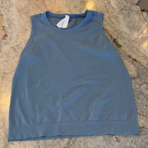 Athleta Top Blue Sleeveless Crew Neck Regular Tank, size small